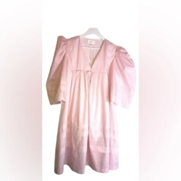 Anthropoogie MABEL Romantic and Feminine Pink Puff Sleeve Babydoll Dress Size M - Picture 2 of 6